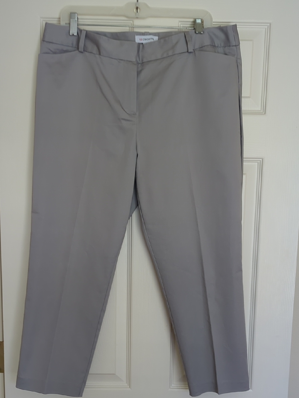 Liz Claiborne Light Gray Straight-Leg Emma Pants Sz 14P Petite - Like New